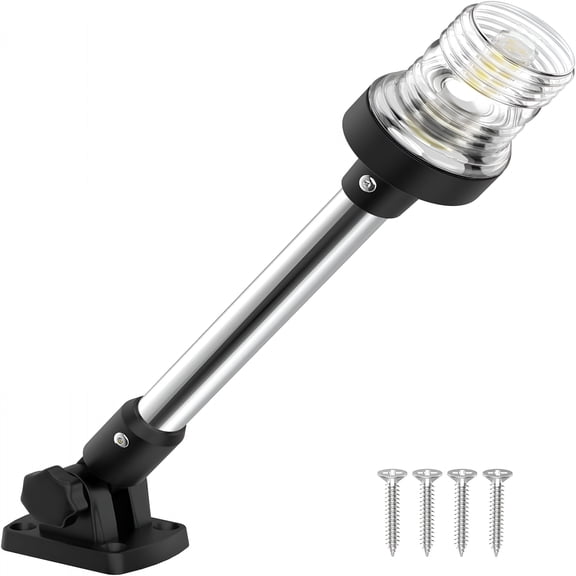 HIBIBUD 12 Inches Anchor Light Stern Light for Boats,White Boat Navigation Lights Led Waterproof Ip67,Rear Led Marine Running Lights for Pontoon,Jon Boat,Fishing Boats