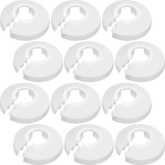 HIBIBUD 12 Pcs Escutcheon Plate,16Mm(5/8")Pp Plastic Plumbing Cover Plates,White Split Flange Pipe Cover for 1/2"Pipe,Bathroom Toilet Water Line