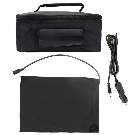 HIBIBUD 12V Portable Mini Car Microwave Oven,Quick Heating,Travel Picnic Box,Camping Food Cooking,Black