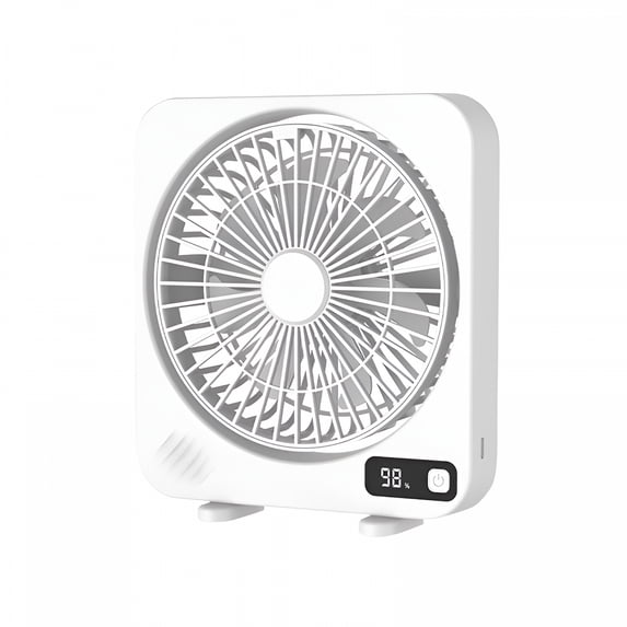 HIBIBUD 13.6 Inch Portable Table Fan, Digital Small Box Fan with 5 Powerful Speeds for Home Office Bedroom Bathroom Kitchen, White, 1 Pcs