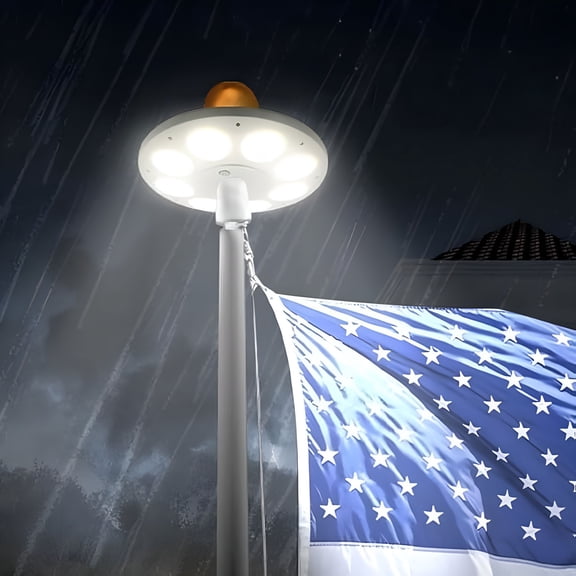 HIBIBUD 136 LED Solar Flag Pole Light, Auto On/Off Waterproof Flagpole