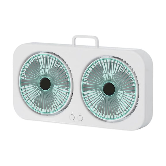 HIBIBUD 14.5*8 Inch Dual-Window Fan,Three Wind Speeds,Usb Charging,with A Detachable Plastic Insect Screen,Wall-Mountable,Suitable for Home Or Outdoor Use Small Window Fan(Green)