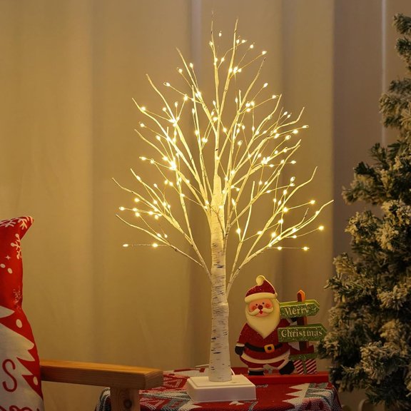 HIBIBUD 144 Led Artificial Lamp with Timer, Diy Birch Tree with Lights, Usb/Battery Powered, Fairy Light Spirit Tree for Table Home Wedding Bedroom Christmas (Warm White)