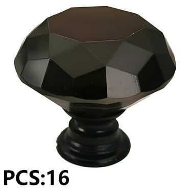 HIBIBUD 16Pcs Cabinet Knobs,Crystal Gloss Crystal Knobs,Exquisite Craftsmanship Drawer Knobs,Black