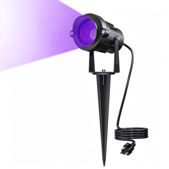 HIBIBUD 18W Black Light Spotlight Outdoor,Ip65 Waterproof Blacklight Spot Lights,385-400Nm Wavelength,Plug-In Halloween Black Lights for Glow Party,Body Paint,Stage Lighting,Neon Decor (1 Pack)