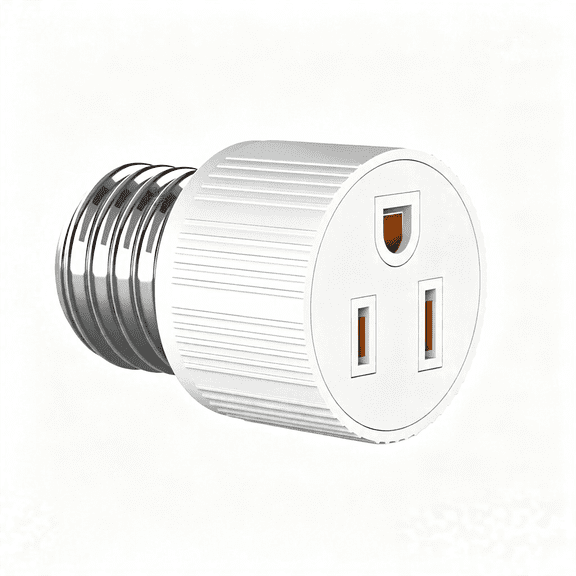 HIBIBUD 1Pcs E26/ E27 3 Prong Light Bulb Socket Adapter,Polarized Light Socket Outlet,Lights Sockets to Plug Adapter Sockets Converter,Lights Bulb Plug Adapters for Patio,Garage,Porch(White)