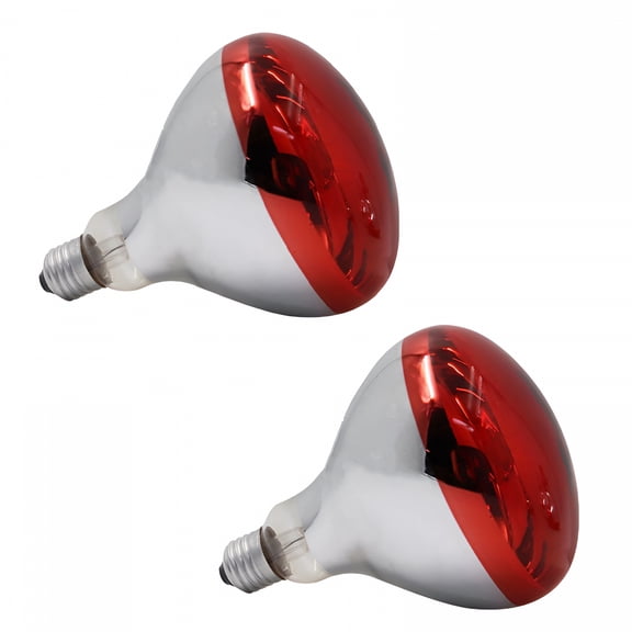 HIBIBUD 2 Pack 250W Heat Lamp Red Infrared Bulbs Glass Lamp Bulb for Food Service, Brooder Bulb, Chicks, Pet, Bathroom, Light Therapy Use E26 Base, Flood Light Heat Lamp.