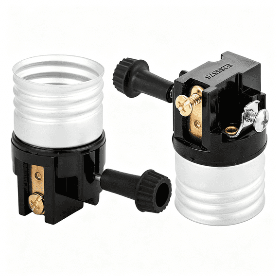 HIBIBUD (2 Pack) 3 Way Socket Replacement for Lamp, Medium Base Interior Only, Incandescent Lamp Holder, Removable Turn Knob, 2-Circuit.