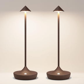 HIBIBUD 2 Pack Cordless Table Lamp, Rechargeable 6000Mah Battery Table Light | 3 Color Stepless Dimming Portable Led Table Light with Memory Function, for Outdoor/Patio/Restaurant.(Rust)