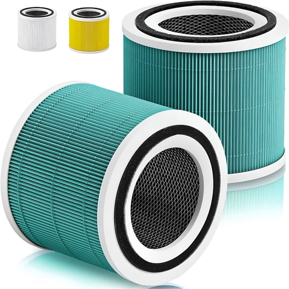 HIBIBUD 2 Pack Core 300 Toxin Absorber Replacement Filter for Air Purifiers,3-in-1 H13 Grade True HEPA Filter,Green