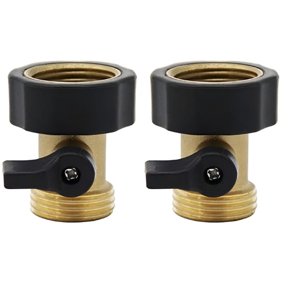 HIBIBUD 2-Pack Heavy Duty Brass Garden Hose Connector Single Shut-Off Valves Water Flow Controller,Faucet Extender