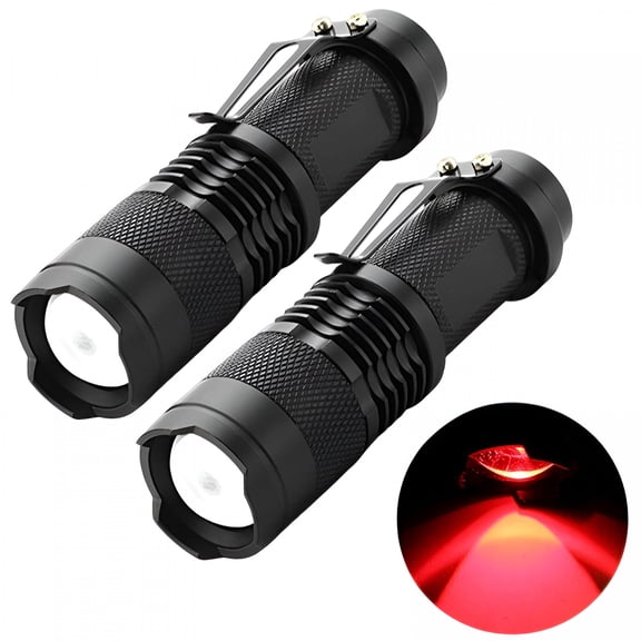 HIBIBUD 2 Pack Red Flashlight LED Single Mode Light 1 Mode LED Torch Scalable Red Light Flashlight for Astronomy Aviation Night Observation (Powered by Single AA Battery, Not Included)