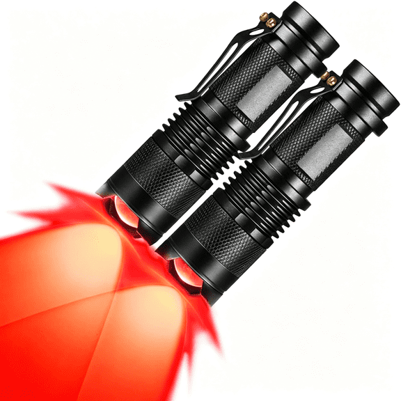 HIBIBUD 2 Pack Red Light Flashlight Red Lde Red Flashlight Night Vision Torch for Astronomy, Night Observation and Outdoor Activities(2 Pcs) Tactical Flashlights