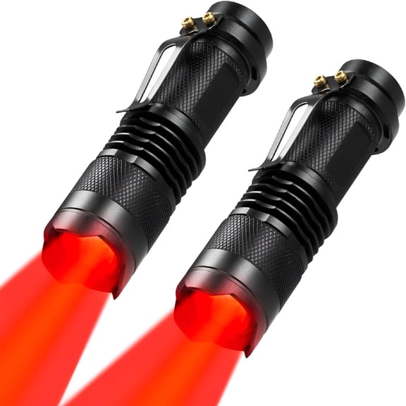 HIBIBUD 2 Pack Red Light Flashlight, Zoomable Single Mode LED Torch