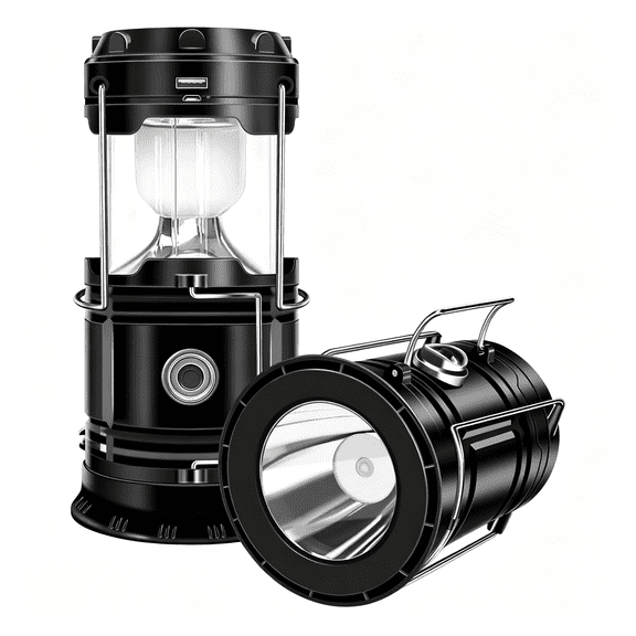 HIBIBUD 2-Pack Solar Camping Lantern,Collapsible Led Solar Usb Rechargeable Lantern Flashlight Emergency Hanging Lights for Camping Hurricanes Power Outages Indoor Outdoor