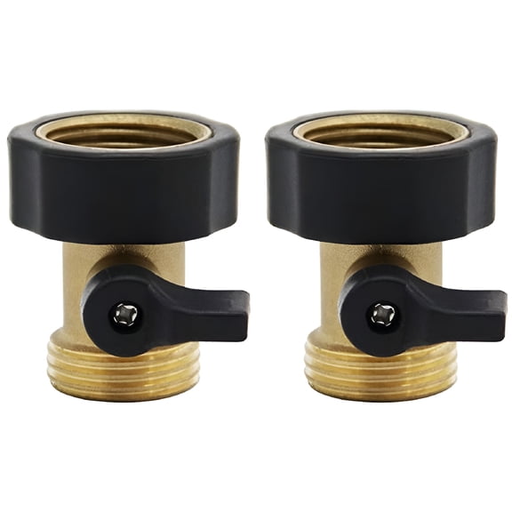 HIBIBUD 2-Pack Solid Brass Garden Hose Shut-Off Valve, Heavy Duty Water Flow Controller with Ergonomic Handle, Leak-Proof Faucet Extender Fitting