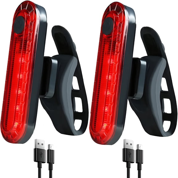 HIBIBUD 2 Pack USB Rechargeable LED Bike Tail Light Bicycle Rear Cycling Night Essential Reflector Seat Back Safety Lamp Waterproof Bright Warning Flash MTB Light for Men Women Kids
