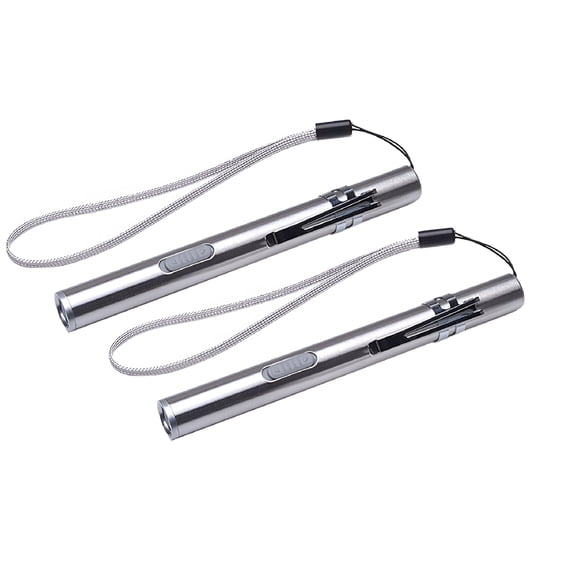 HIBIBUD 2 Pack USB Rechargeable LED Flashlight, 1000 Lumens Mini Stainless Steel Pen Light with Clip, Portable Torch for Camping