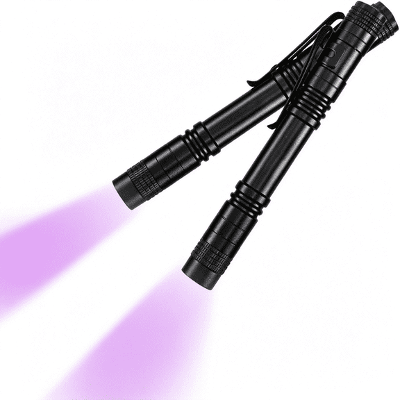 HIBIBUD 2 Pack Uv Black Light Flashlight with ClipMini 395Nm Mini Pen Light ,Waterproof Ultraviolet Flashlight for Leak,Pet Urine,Scorpion,Hotel Inspection,Dry Stain and Bed Bug.