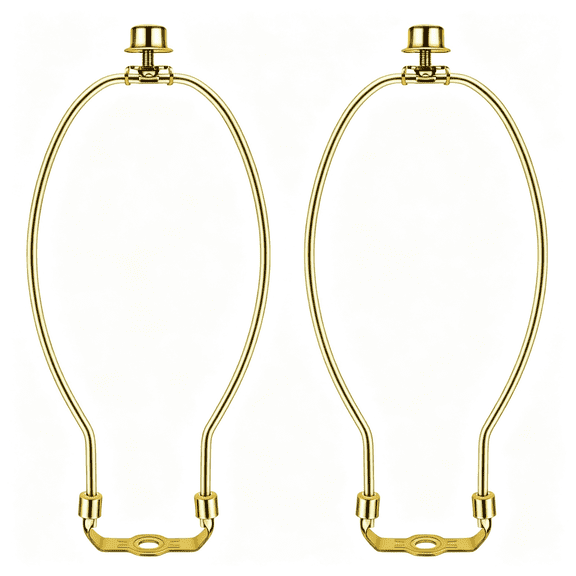 HIBIBUD 2 Pcs 10Inch Lamp Shade Harp Holders Detachable Heavy Duty Diy Lighting Accessories for Floor Lamps and Table Finials Lamp Harp (Polished Brass)
