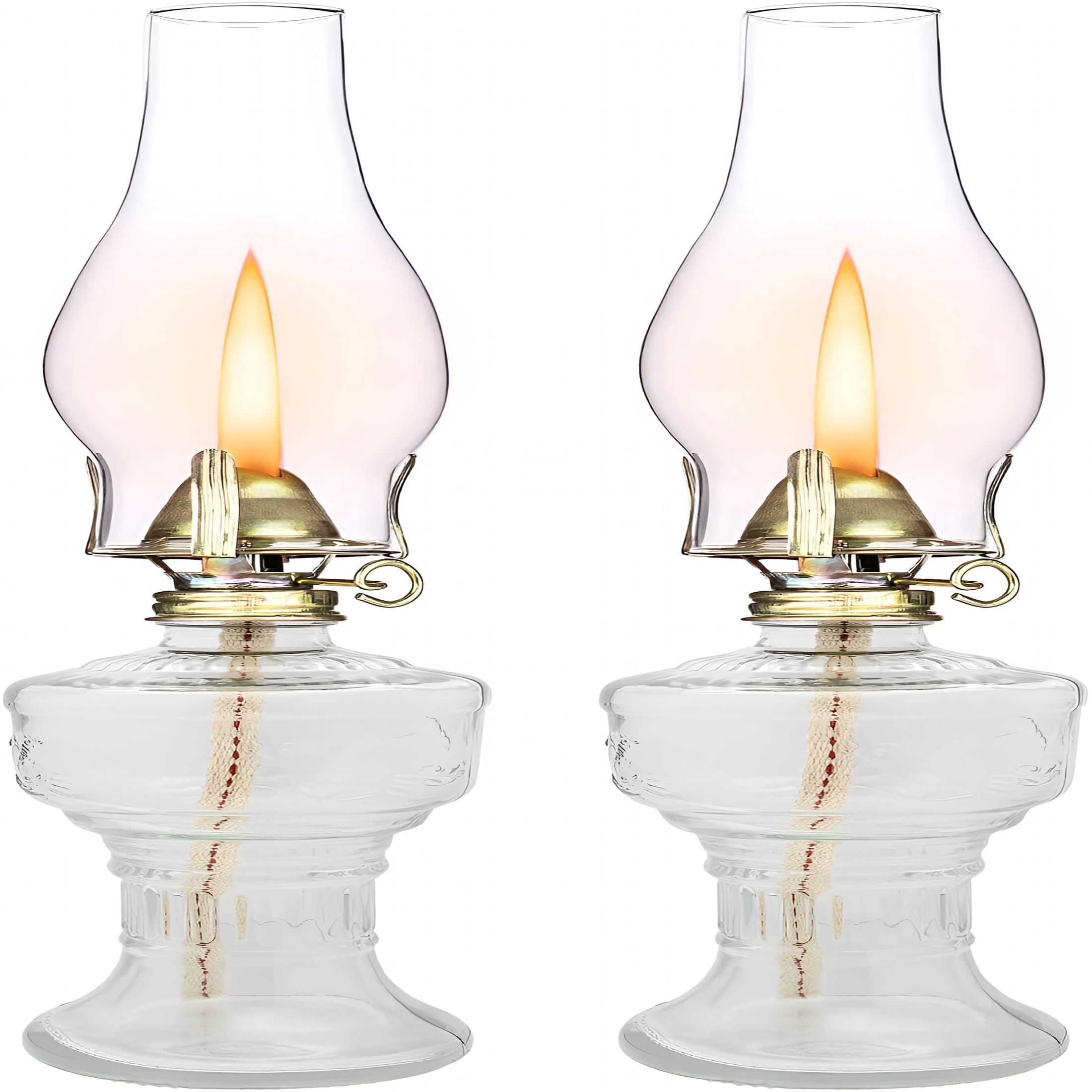 HIBIBUD 2 Pcs Chamber Oil Lamps for Indoor Vintage Kerosene Lamp Rustic Hurricane Kerosene Lantern with Adjustable Fire Wick Lighting Oil Lantern for Tabletop Decor and Emergency Lighting,H:13''