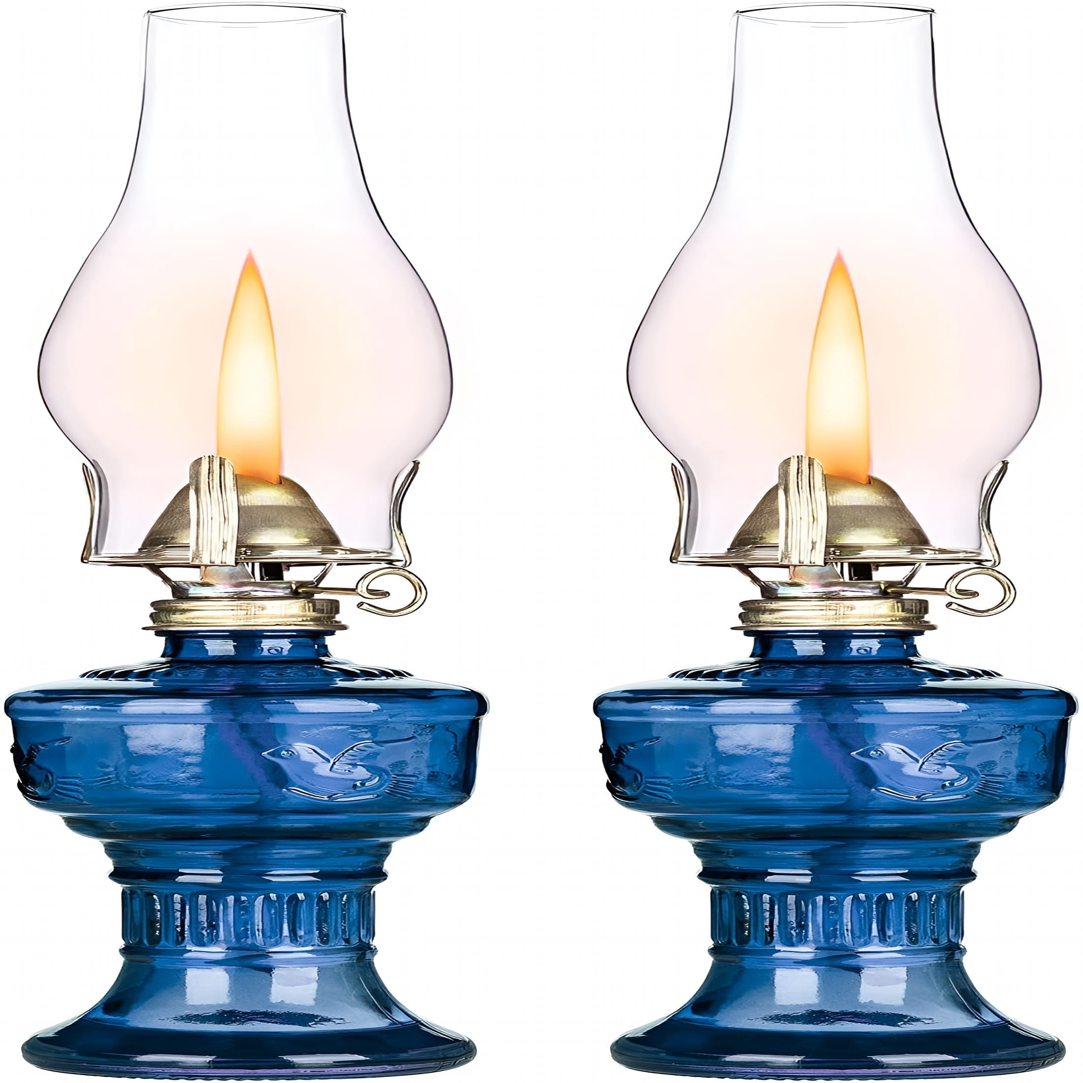 HIBIBUD 2 Pcs Chamber Oil Lamps for Indoor Vintage Kerosene Lamp Rustic Hurricane Kerosene Lantern with Adjustable Fire Wick Lighting Oil Lantern for Tabletop Decor and Emergency Lighting,H:12.6''