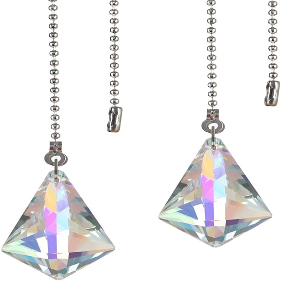 HIBIBUD 2 Pcs Crystal Ab Coating Ceiling Fan Pull Chain Extender Prisms Drop Gifts