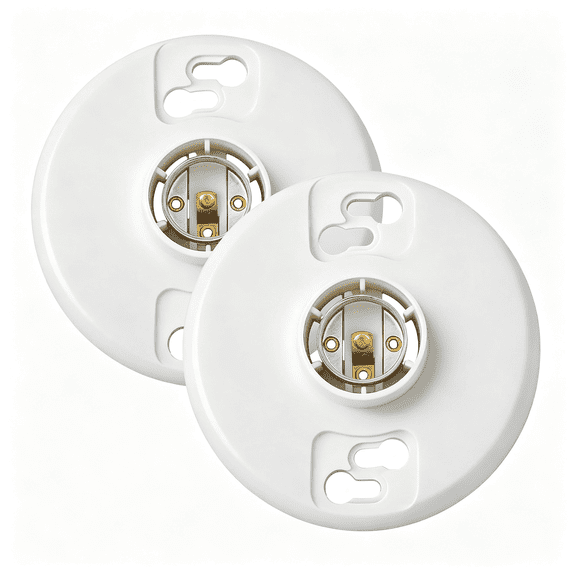 HIBIBUD 2 Pcs E26 Medium Base Light Socket Replacement,Keyless Ceiling Lamp Holder,660W 250V Light Bulb Socket for Led Cfl Incandescent,Phenolic Resin