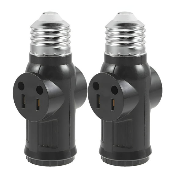 HIBIBUD 2026 New 2 Pcs Outdoor Lights for House Light Bulb Outlet Socket 3 Prong Light Socket Adapter Outdoor Light Socket Adapter Lamp Adapter Light Bulb with Zipper Aluminum