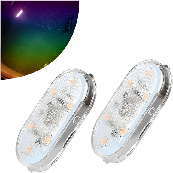 HIBIBUD 2 Pcs Upgrade Magnetic Car Led Lights Interior,7 Colors Wireless Ambient Lighting,Usb Rechargeable Reading Lights Atmosphere Lamp,Touch Light Interior Decoration for Ceiling Roof