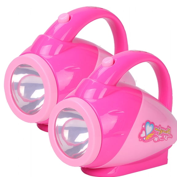 HIBIBUD 2 Pieces Kids Flashlights for Toddlers Pink Girls Plastic Flashlights with Easy Grip Handle, Toddlers Camping Essentials for Kids Boys Girls Gifts