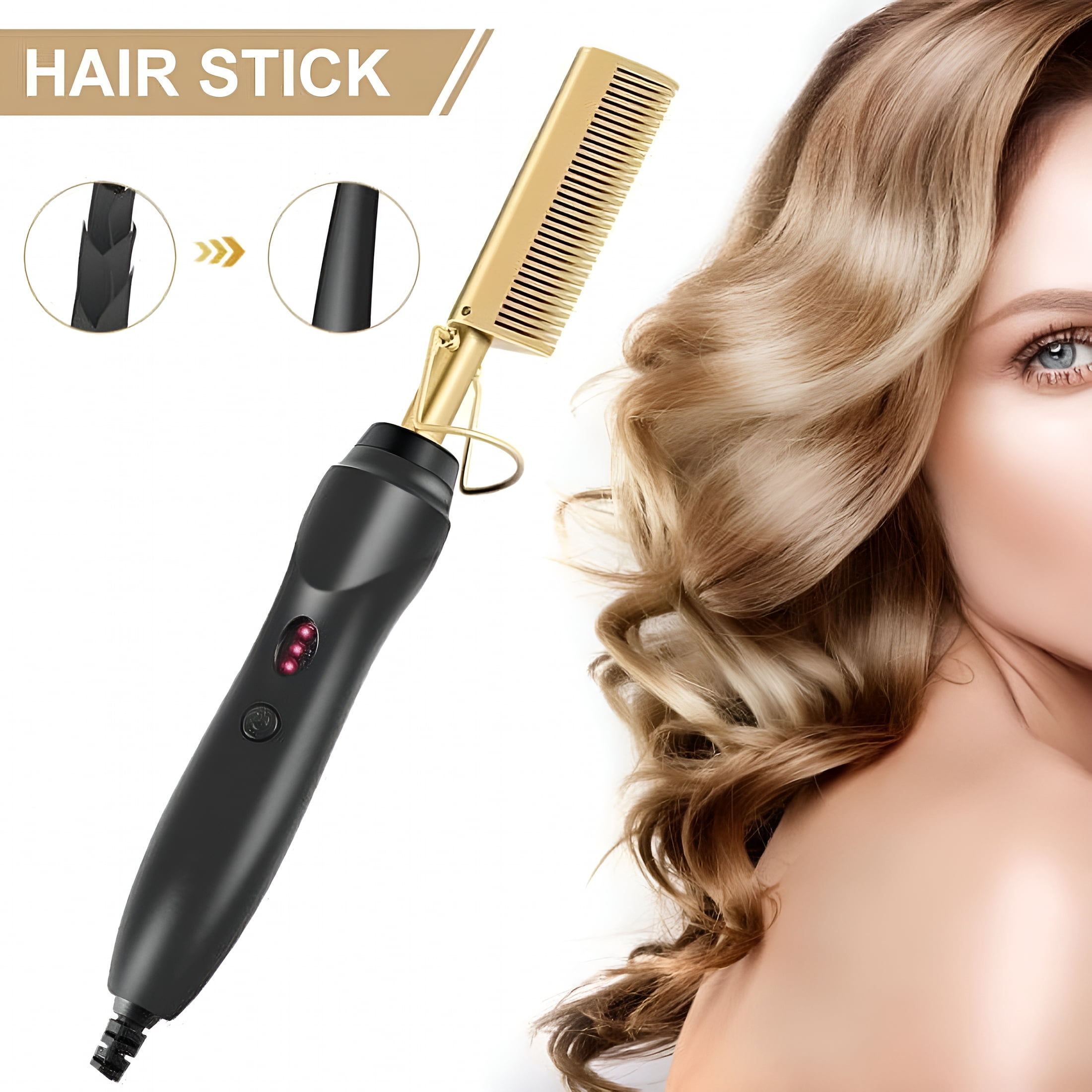 Comb Shell Press HIBIBUD 2-in-1 Hot Comb, Temperature Adjustable Electric Heating Comb ...