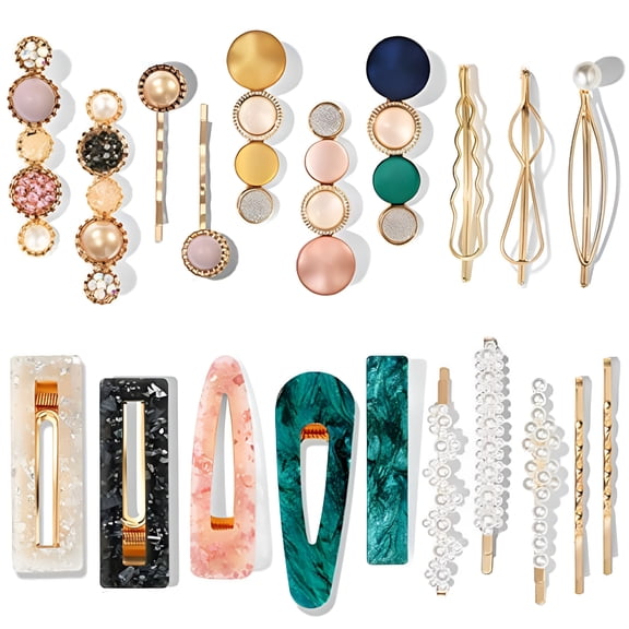 HIBIBUD 20 Pcs Pearl Acrylic Resin Hair Clips Set,Cute Hair Barrettes Bobby Pins,Fancy Hairpin Accessories Headwear Styling Tools,Gifts for Women Girls Decorative Wedding