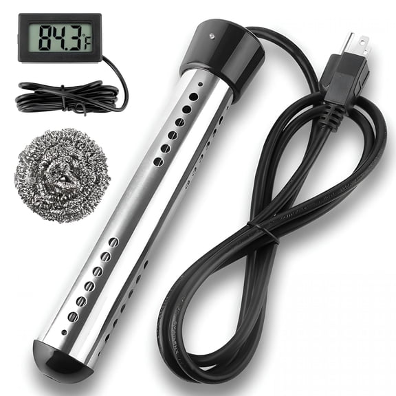 HIBIBUD 2000W Immersion Water Heater, Portable Water Heater Electric with 304 S S Guard & LCD Thermometer, Submersible Bucket Heater Heat 5 Gallons of Water in Minutes for Home Bathtub Basin