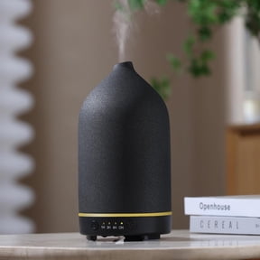 HIBIBUD 200Ml Ceramic Essential Oil Diffuser for Home, Stone Diffuser | Ultrasonic Aromatherapy Diffuser & Air Humidifier for Bedroom, Office, Yoga, 7 Led Lights, Auto Shut-Off, 3 Timers, Black