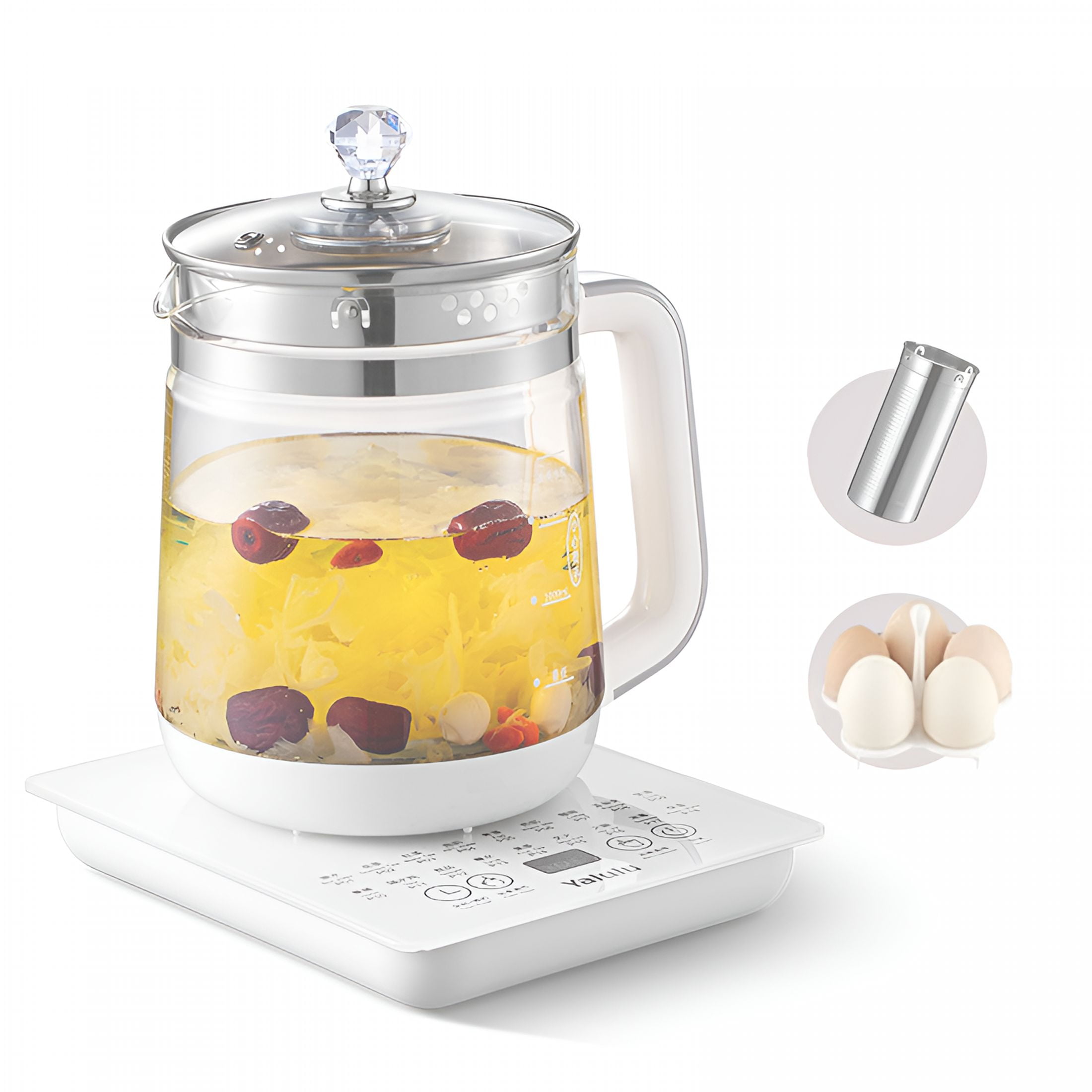 HIBIBUD 2026 New 1.8L Electric Kettle,800W Fast Heating,Glass Tea Kettle with Removable Filter,18 Smart Modes,For Home & Camping,110V Us Plug Glass Kettle Electric