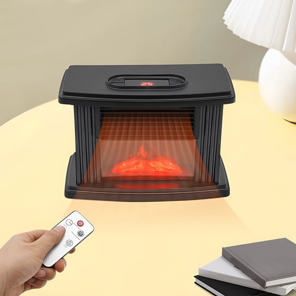 HIBIBUD 2026 New 1000W Electric Fireplace Standing Space Heater Stove 3D Flame Log Burner Fireplace Electric Heater for Living Room,Bedroom,Office,Cabin