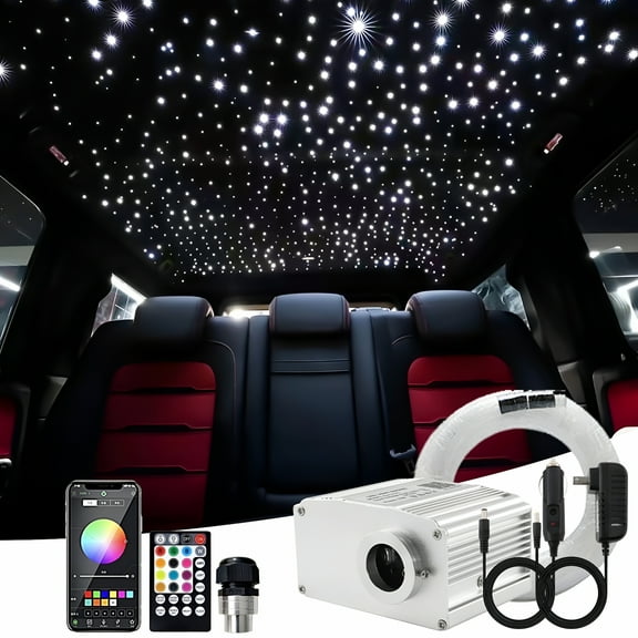 HIBIBUD 2026 New 10W Twinkle+Music Effect Starlight Headliner Kit for Star Ceiling Home Use,App/Remote Control Fiber Optic Ceiling Lights with Optical Fiber 450Pcs Of(0.03In+0.04In+0.06In)*9.8Ft