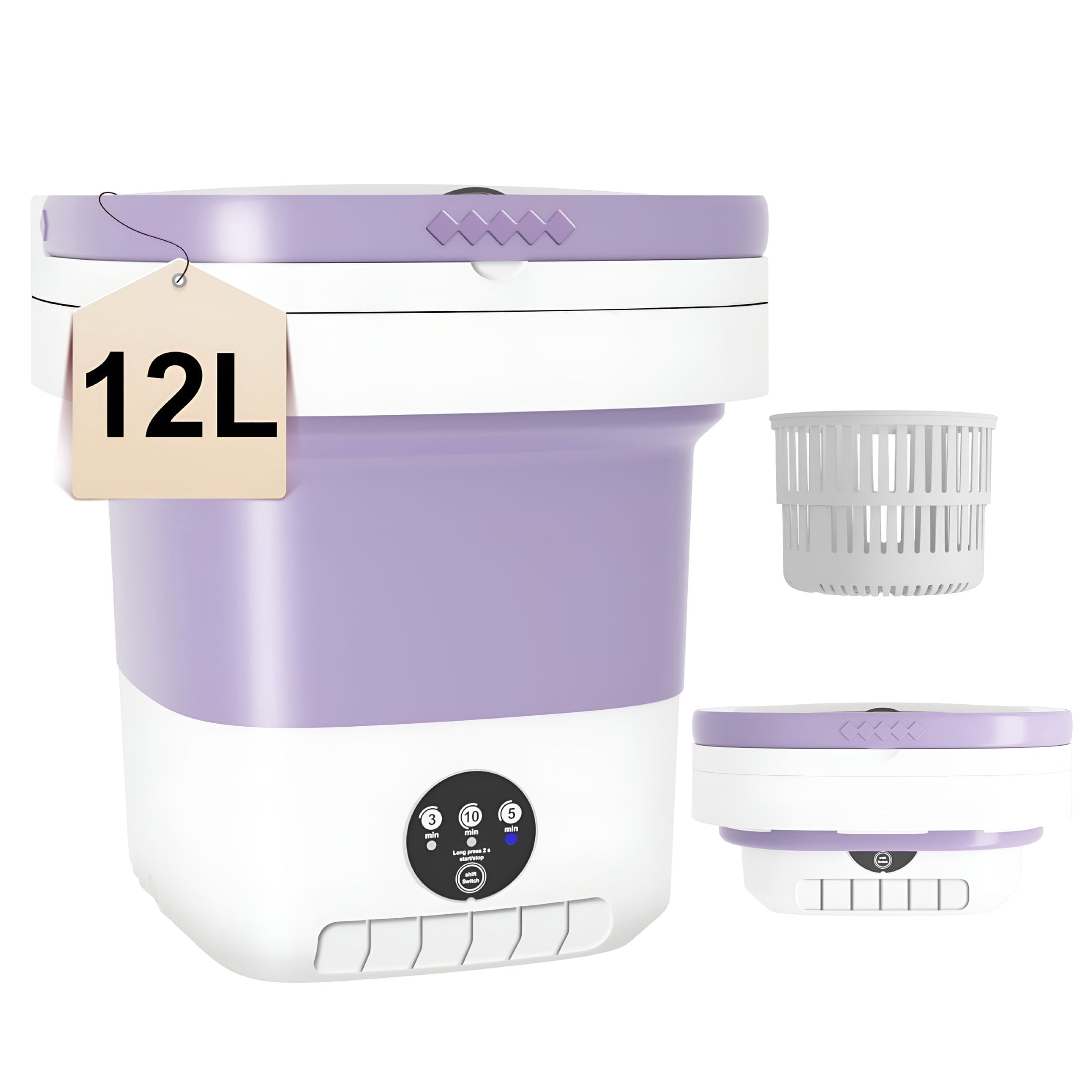 HIBIBUD 2026 New 12L Portable Washing Machine,Mini Foldable Washer for Apartment,Camping,Rv,Travel,Underwear,Socks Portable Mini Washing Machine for Apartment,Travel,Rv,Camping,Dorm