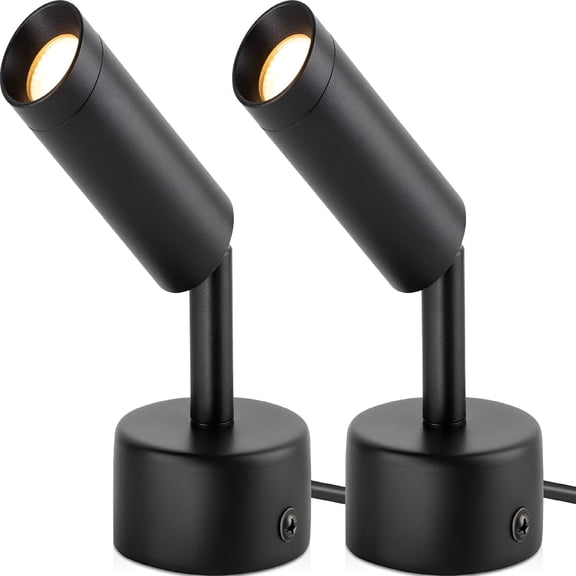 HIBIBUD 2026 New 2 Pack Indoor Spotlight Led Up Lights for Plant 120V Floor Spot Lights Accent Light Indoor Uplighting Warm White Spotlight Lamp,5.9 Ft Plug Cord with Foot Switch