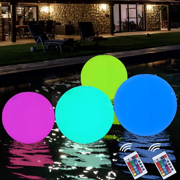 HIBIBUD 2026 New 2 Pcs Floating Pool Lights,16 Colors Changing Remote Control Led Ball Lights,16" Ip68 Waterproof Pool Glow Ball Lights,Light Up Glow Balls for Pool Beach Garden Patio Decorative