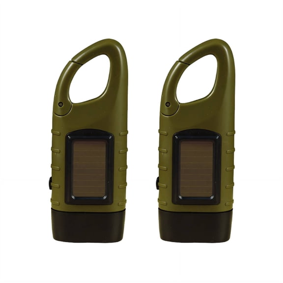 HIBIBUD 2026 New 2 Pcs Solar Powered Hand Crank Flashlight,Portable Solar Led Flashlight Hand Crank Charging Emergency Light,Portable Mountain Climbing Camping Light for Outdoor,Green