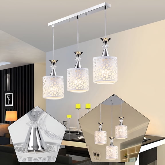 HIBIBUD 2026 New 3-Light Modern Kitchen Island Chandelier Ceiling Light Pendant Lamp with Round/ Rectangular Canopy for Dining Room Decor Island Lights for Kitchen