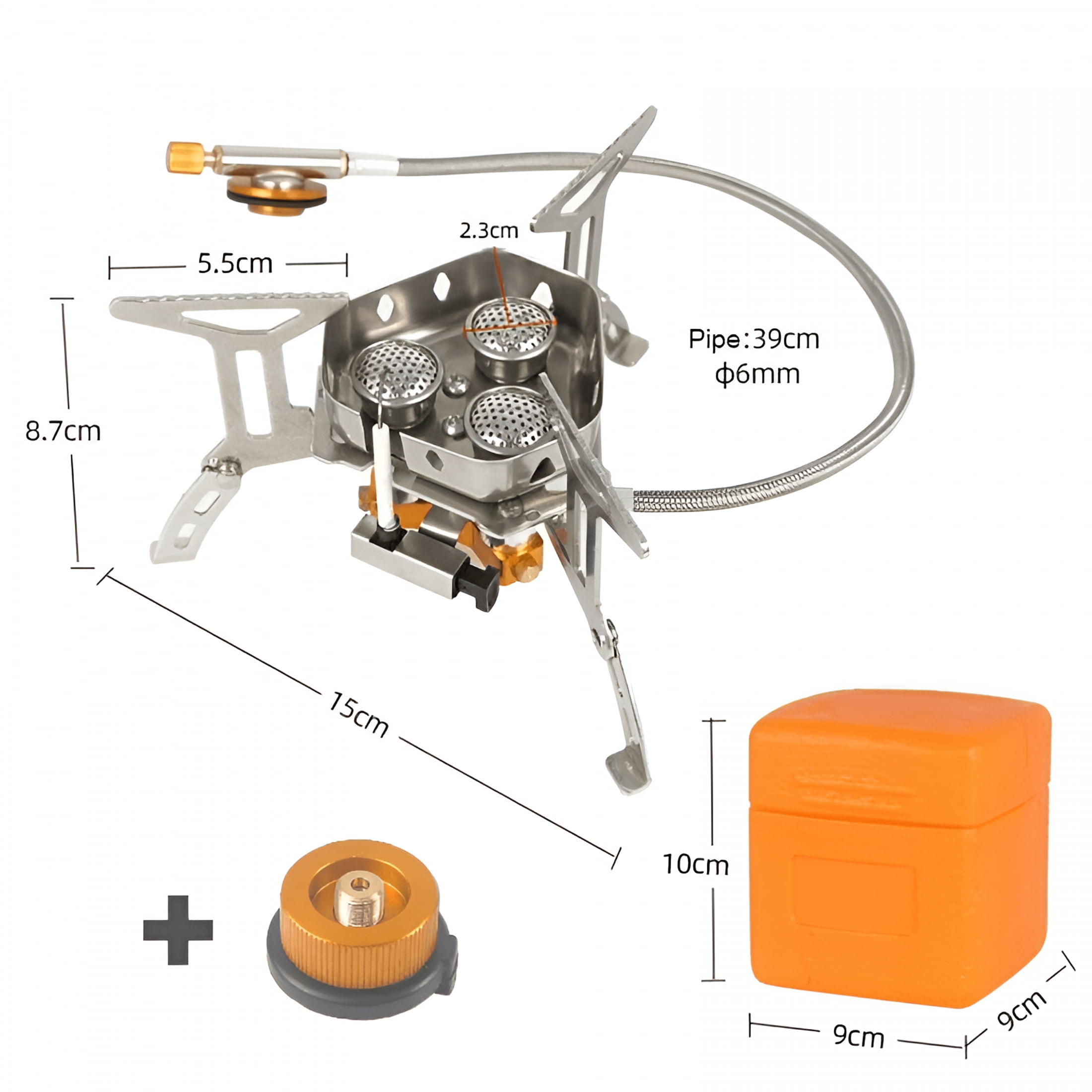 HIBIBUD 2026 New 3 S Gas Stove Tourist Camping Burners Folding Backpacking Furnace 6800W Outdoor Hiking Picnic Bbq Cooking Equipment (Stove with Adapter)