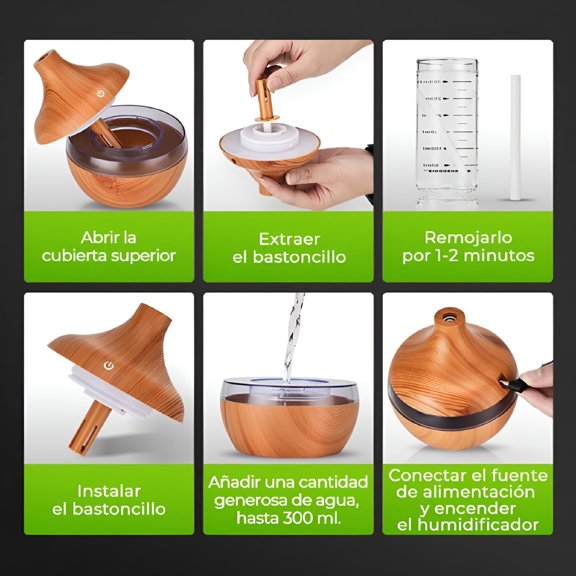 HIBIBUD 2026 New 300Ml Essential Oil Diffuser 7 Color Aromatherapy Humidifier Home Air Fresheners for Bedroom,Office,Yoga,Spa,Deep Wood Grain