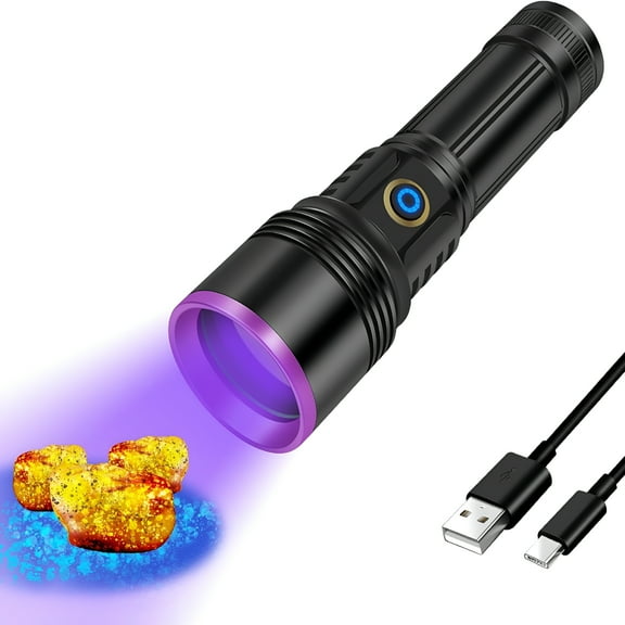 HIBIBUD 2026 New 30W 365Nm Uv Flashlight Usb Rechargeable Uv Light High Power Black Light Flashlight for Pet Urine Detection,Resin Curing,Minerals,Blood Tracking,Scorpion,A/C Leak Detection