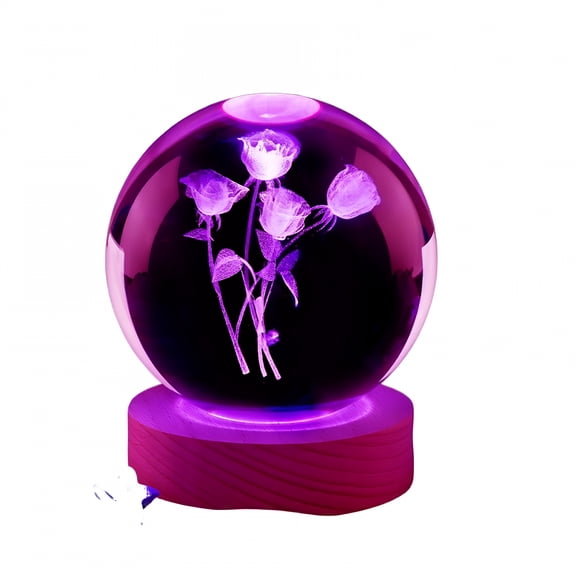 HIBIBUD 2026 New 3D Rose Crystal Ball Night Light Colorful Desktop Table Lamp for Bedroom,Living Room,Kids Room,Office