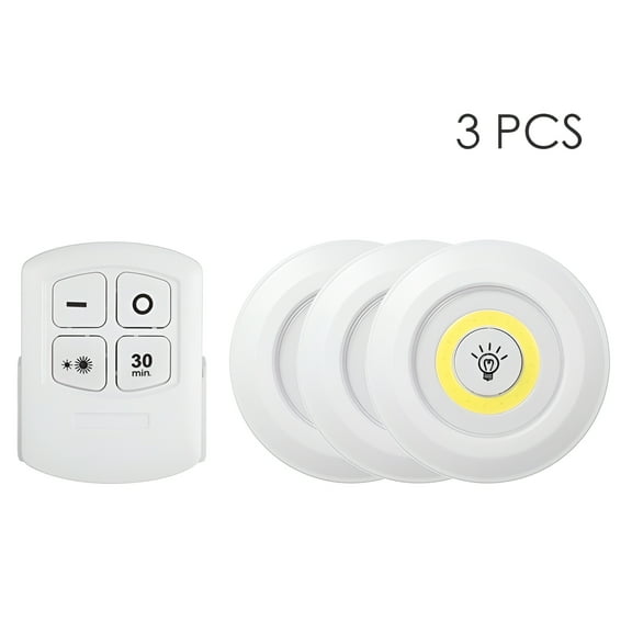 HIBIBUD 2026 New 4.5V 1W Cob Led Puck Light 3 Pack with Remote Controller Brightness Adjustable Wireless Dimmable Touch Sensor Control Night Lamp Under Cabinet Lighting Battery Powered Operated