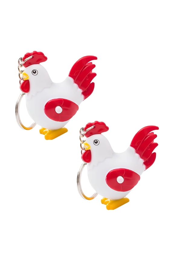 2026 New 4 Pcs Rooster Led Lights Car Keychains Pendant Bag Filler Sound Ring Multipurpose Animal for Keys, Backpacks, Purses, Luggage, Outdoor Use
