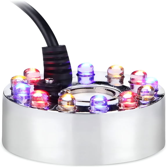 HIBIBUD 2026 New 400Ml Mini Mist Maker Fogger 12 Led Lights Water Pond Garden Fountain Fogger Indoor Outdoor Fountain Accessories Fog Machine Atomizer Air